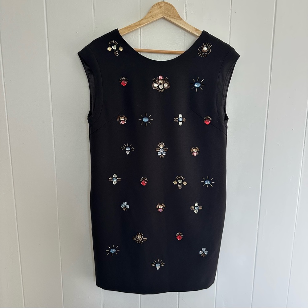 Royal Party Embellished Black Shift Dress – Size 38 (S/M)